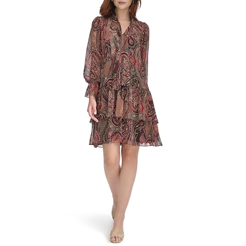 Robe col cravate Tommy Hilfiger chic robe manche longue femme mi-saison coupe henley