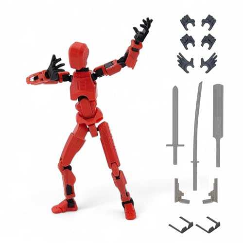 Image of Dummy13 Fully Articulated Action Figure | 3D Printed Robot Assembly Kit | 5.4 Inch Tall Poseable Toy | Dynamic Poses | DIY Collectible Model | Made in India (Red Armour)
