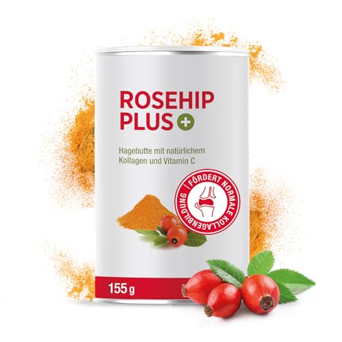 Bio Hagebuttenpulver + Kollagen-Peptide & natürlichem Vitamin C aus Hagebutten-Extrakt in Rohkostqualität | Kollagen Typ 2 | höchstdosiert für optimierte Kollagenbildung | reich an Galaktolipiden