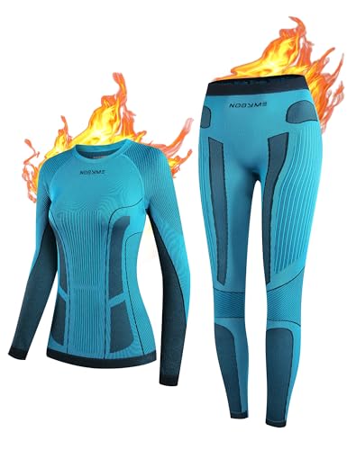 NOOYME Thermounterwäsche Damen Set Warme Funktionsunterwäsche Damen Winter Elastische Skiunterwäsche Damen Atmungsaktive Ski Unterwäsche Frauen Thermo Unterwäsche Damen