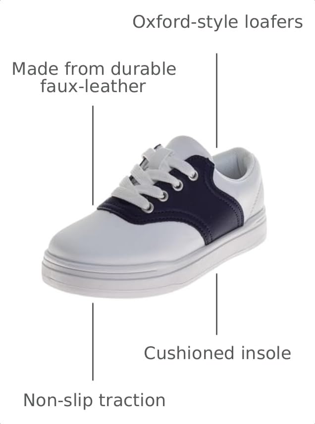 Image of French Toast Kids Oxford Dress Shoes - Lace Up Loafer School Uniform Saddle Shoe for Girls and Boys (Sizes: 11-13 Little Kid / 1-7 Big Kid)