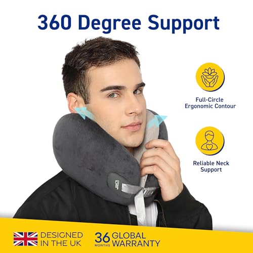 Image of Travel Blue Infinity Travel Ergonomic Neck Pillow Enjoy uninterrupted Sleep with 360-degree Support with Luxurious Hypoallergenic Material Pillow (Grey)