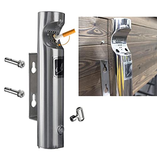 DOFCOC Cendrier Mural en Acier Inoxydable Colonne De Suie De Cigarette Extérieure Cendrier Antirouille Conteneur pour La Maison, L'extérieur, Le Bar, Le Bureau