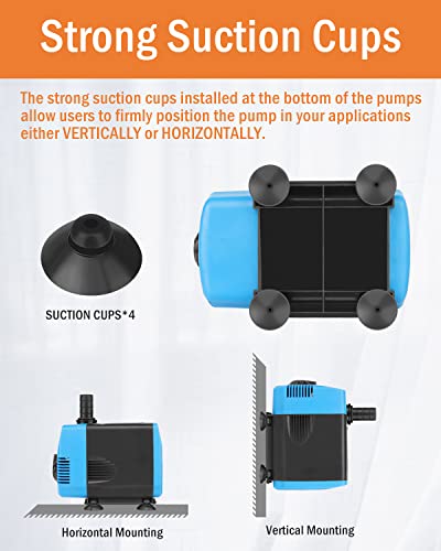 Kulife 210Gph Submersible Water Pumps (800L/H, 10W) Fountain Pump Pond Pump Aquarium Water Pump With Flow Control And Hose For Fish Tank, Fountain, Waterfall, Filtration, Water Feature, Hydroponics #TOP4