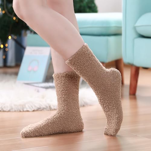 Womens Fuzzy Slipper Socks Super Soft Microfiber Fluffy Cozy Winter Warm Fuzzy Crew Socks3