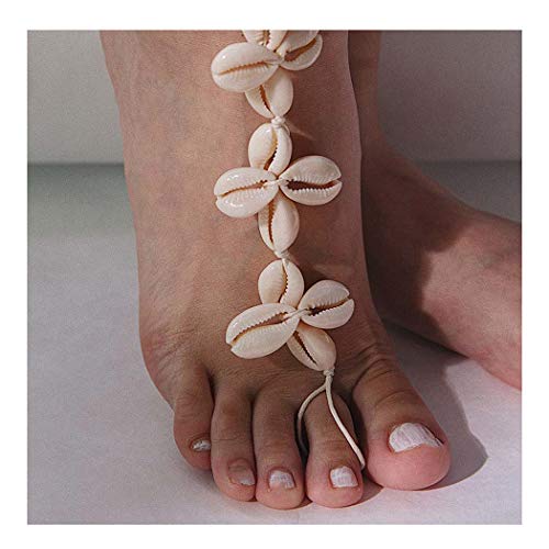 Fstrend Boho Anklet Chain White Shell Flowers Barefoot Sandal Ankle Bracelet Summer Beach Festival Foot Chains Jewelry for Women and Girls