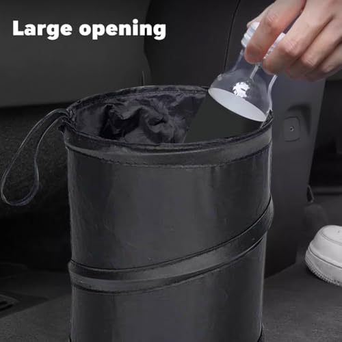 Image of PUXING 2pcs Car Trash Can Car Trash Bin Collapsible Pop-up Car Trash Can Car Trash Bag Portable Garbage Bin with Elastic Band Hanging Multipurpose Trash Bin for for Car /Home(Color:Black)