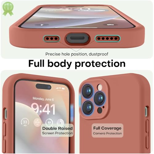Image of LOVE 3000 Designed for iPhone 14 Pro Case, Premium Silicone with [Soft Anti-Scratch Microfiber Lining] Shockproof Protective Phone Case for Men Women Girls 6.1 inch, Caramel