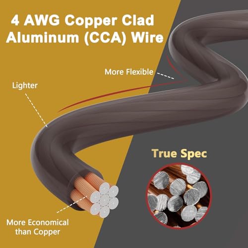 Cable calibre 4 AWG flexible de 20 pies para altavoz marino solar y audio de coche 5