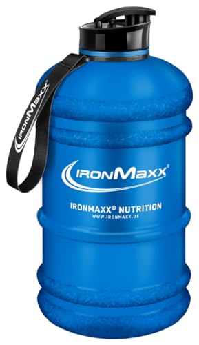 IronMaxx Galón de Agua - Azul Mate 2200ml | sin BPA & DEHP | botella a prueba de fugas con escala de medida | disponible en colores diferentes