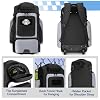 GOBUROS Rolling Baseball Backpack with Wheels, Softball Catchers Equipment Bag Holds 4 Bats, Roller Baseball Backpack with Shoe Compartment and Multiple Pockets for Baseball Gear with Fence Hooks