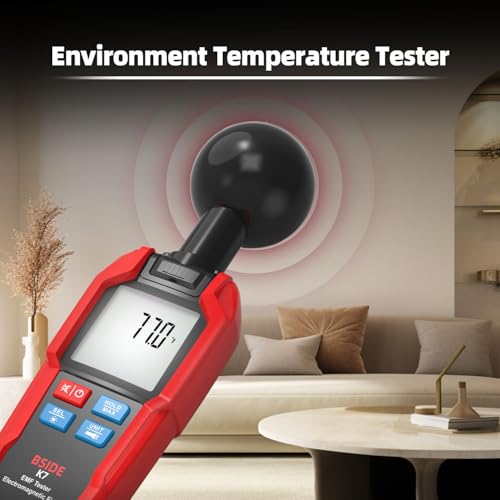 BSIDE K7 EMF Messgerät Strahlungsdetektor Messgerät für Elektromagnetische Felder Großem LCD Hintergrundbeleuchtung Handheld EMF Tester mit Taschenlampe Ghost Hunting Detektor für Zuhause/im Freien