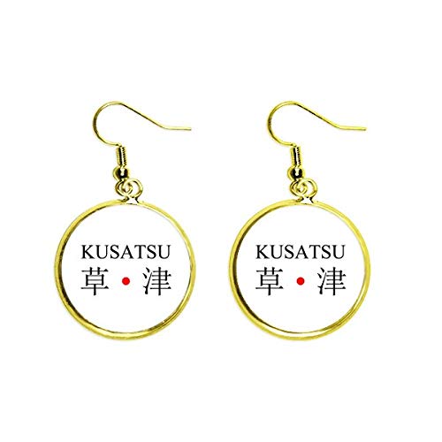 Pendientes de Kusatsu con sol rojo y bandera japonesa joyeria elegante dorada para mujer