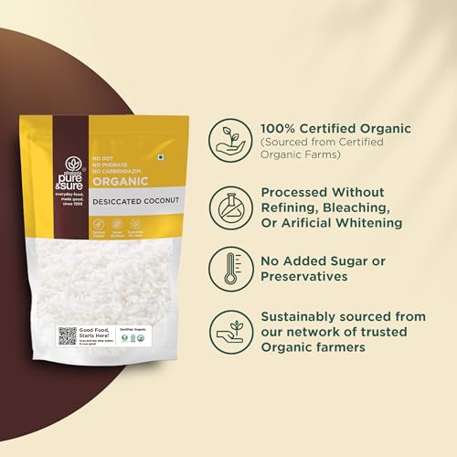 Image of Pure & Sure Organic Desiccated Coconut Powder 250 gm | 100% Natural Nariyal Powder | Ideal for Baking, Cooking, and More | Authentic Coconut Flavor