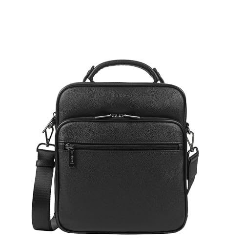 Sacoche en cuir grainé homme BEMON luxe et élégance porté main