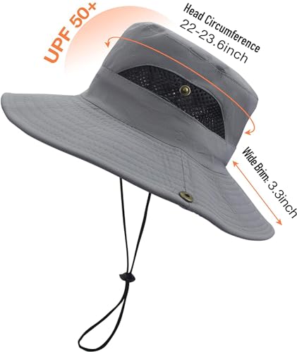 Image of Sun Hat for Men, Wide Brim Summer Protection Cap, Round Cap for Men, Beach Fishing Hat for Hiking, Fishing, Gardning, Travel
