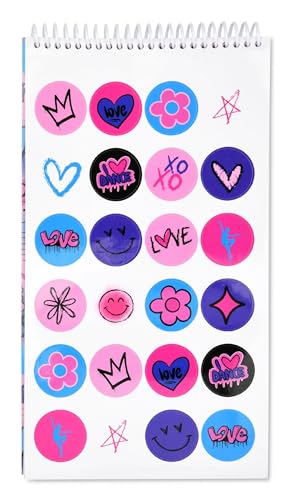 Image of iscream + Corey Paige Designs Fold and Send Girls Stationery - Love Dance | 40 Pack, Fun Print, Spiral Bound, Large 10.5 inch x 5.75 inch Cards, Coordinating Sticker Sheets, Fold and Send, Summer Camp Ready
