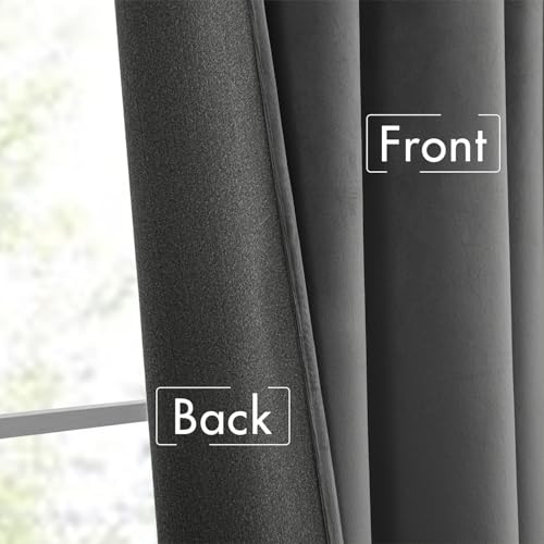 Image of MIULEE Grey Velvet Pinch Pleat Blackout Curtains W52 X L90 Inches | 2 Panels,Luxury,Thermal Insulated,Super Soft,Back Tab & Rod Pocket,for Bedroom Living Room