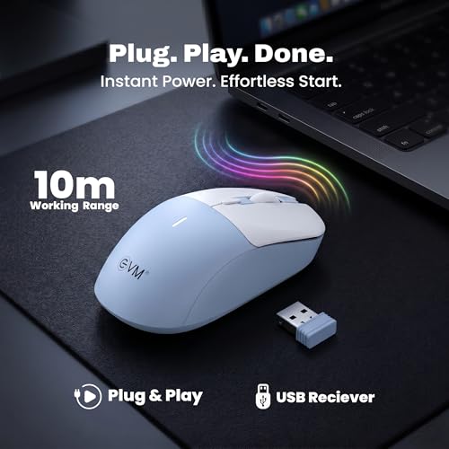 Image of EVM 2.4GHz Wireless Mouse with USB Receiver | 1200 DPI Optical Sensor | 4 Keys Ergonomic Mouse | Smooth Tracking | Wireless Mouse for Laptop, Desktop & Mac | EWLM-630-Blue