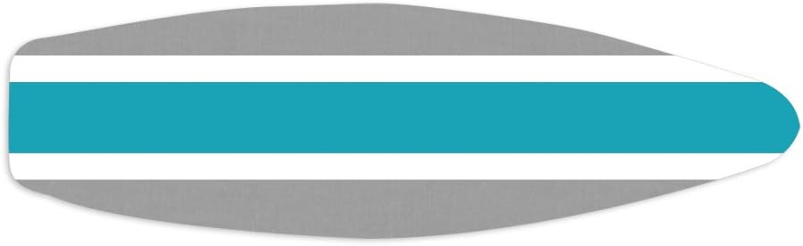 iBoard Surf Stripe Ironing Board Cover with High Density Felt Pad Underlay, 15 by 54-Inch, Aqua and Silver