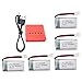 ZYGY 5Stück 3.7V 400mah Lithium Akku mit 5in1 Ladegerät für H99W H31 H6C H98 AT-96 TR-C385 TR-P51 TR-F22 RC Drohne (Rot)