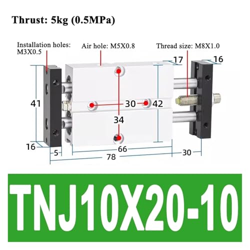 Cylindre TNJ à double tige anti-rotation avec course réglable - 3