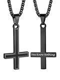 Bandmax Cruz San Pedro Hombre Collar Acero Inoxidable Negro 55cm Largo, Grabados Personalizbales