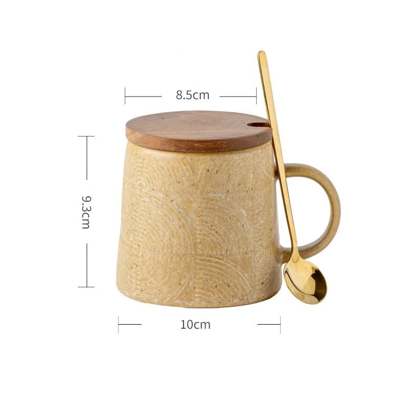 Tazzine Caffe Tazza da tè Semplice Ufficio, in Ceramica Smaltata Opaca Color Sesamo, con Utensili for Latte Art Ristorante in Rilievo 430 ml(B)
