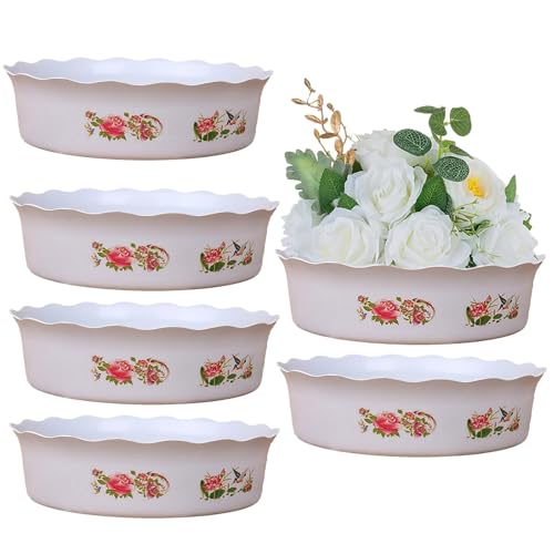 Macetas de lirio de agua, cuenco de loto de estilo chino, maceta hidropónica | 6 macetas redondas anchas para jardín | Maceta hidropónica para lirios de agua