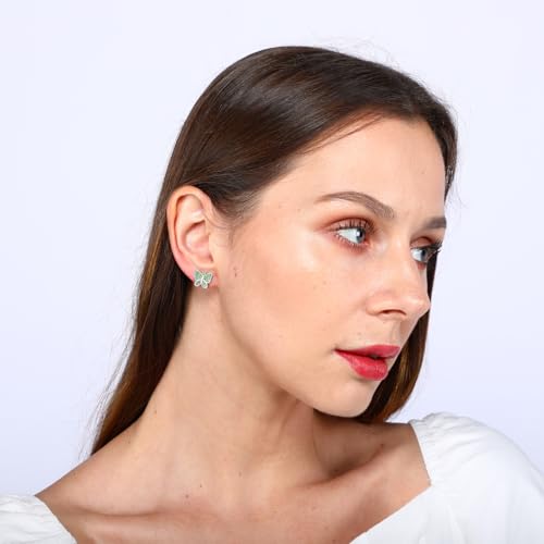 Image of Crystal Butterfly Earrings,Inlaid with Zirconia,Hypoallergenic Children's Diamond Silver Earrings,Birth Gift Birthday Valentine's Day Mother's Day Graduation Gift
