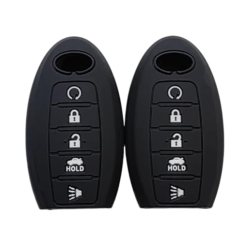 Key Fob Cover for QX80 QX60: 2 Pcs 5 Buttons Key Fob Case Replacement Fit for Infiniti Q50 Q60 QX50 QX55 QX60 QX80 2016 2017 2018 2019 2020 2021 2022 2023 2024 S180144014 S180144320 | Black