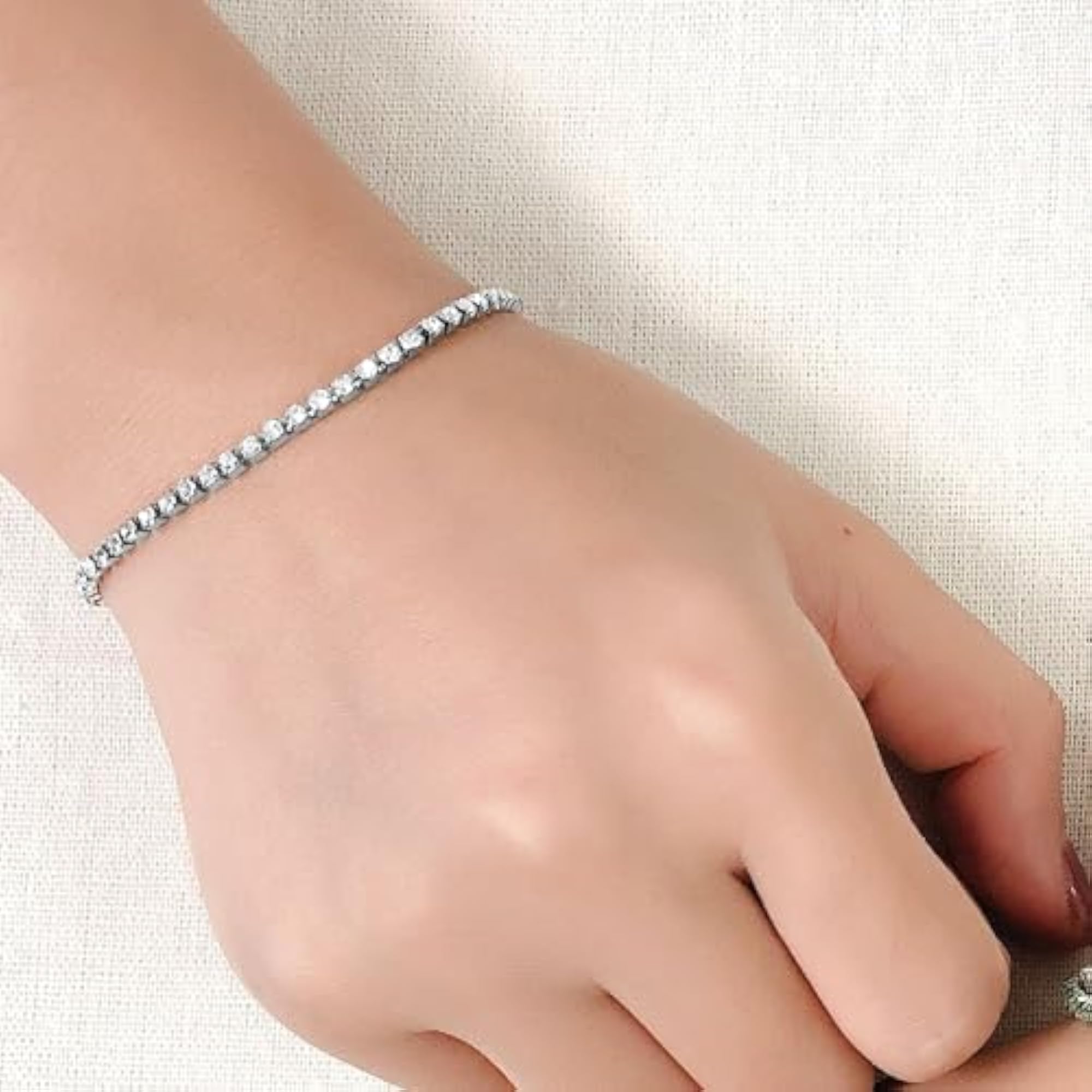 Cubic Zirconia Studded Adjustable Tennis Bracelet, Stylish Gift