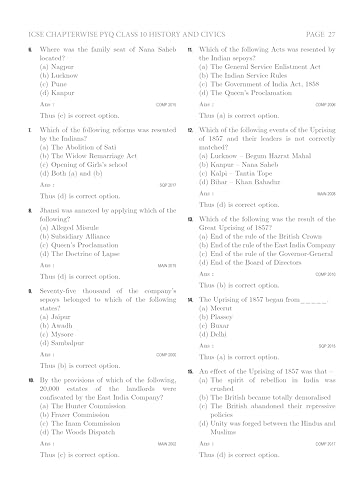 Image of ICSE Class 10 History & Civics PYQ for 2027 Exam | Chapterwise Question Bank | 21 Years (2006-2026) Solved Papers