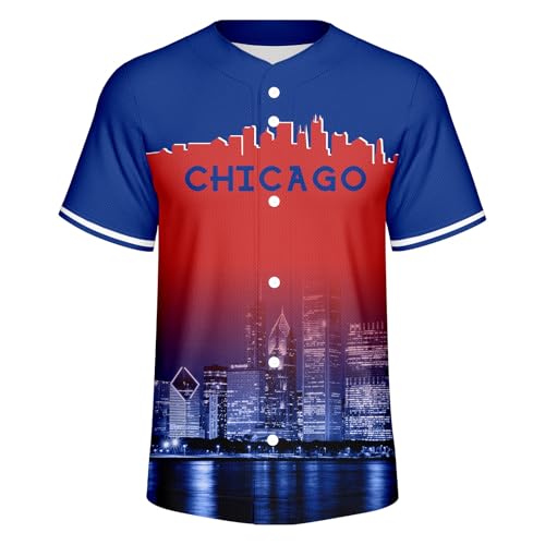 Camisa casual de beisebol City Night Skyline Silhueta Jersey abotoada roupas urbanas roupas de fãs t