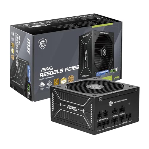 Image of MSI MAG A650GLS PCIE5, Fully Modular Compact Gaming 650W Power Supply, 80+ Gold, ATX 3.1 & PCIe 5.1 Ready, Native Dual-Color 12V-2x6 Embossed Jacket Cables, Low-Noise, 10 Year Warranty