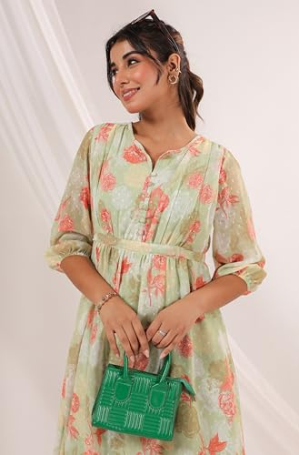 Image of Janasya Women's Georgette Floral Printed Flared Dress
