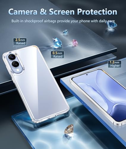 Image of FNTCASE for Samsung Galaxy S25-Edge Case Clear with Screen Protector | Anti Yellowing, Military Grade Drop Protection Cell Cover, Shockproof Protective Bumper, Transparent Phonecase