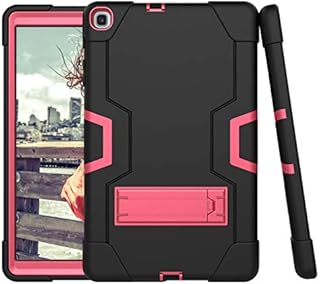 Jaorty 3 in 1 Galaxy Tab A10.1 2019 Case,Hybrid [Soft&Hard] Heavy Duty Rugged Stand Cover Shockproof Anti-Slip Anti-Scratch Full-Body Protective Cases for Samsung Galaxy Tab A10.1 2019 (T510/T515),Black/Rosered