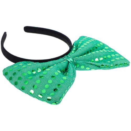 Bandeau cheveux femme vert avec grand nœud pailleté accessoire fête