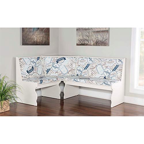 Riverbay Patio Conversation Indoor 3 Piece Kitchen Corner Nook Table Booth Bench Breakfast Dining Set In White #TOP3