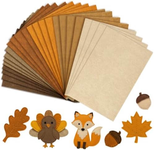 Catephe Felt Fabric Sheets, 8 Inch X 12 Inch 1mm Craft Felt, Felt Sheets for Crafts, Assorted 40 Colors, DIY Craft Supplies for Art Decoration (Brown 24Pcs)