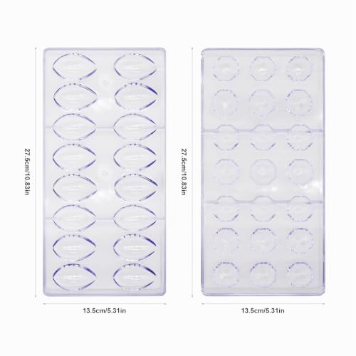 Transparent Schokoladenform,RoadLoo 2Stk 3D Schokoladenform Polycarbonat Schokolade Formen Pralinenform Backform Gebäck Werkzeug Backform… – Ansicht 2