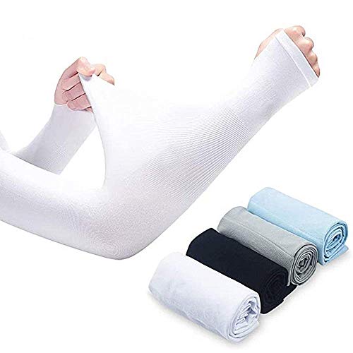 Meet-shop Mangas de Brazo Deportes Unisexo,Mangas de Protección Solar 4 pares Mangas de Seda de Hielo Cubre Brazos Protección Sol UV para Ciclismo, Deportes al Aire Libre Cover