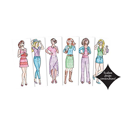Image of Fashion Plates Classic - Girls Fashion, Mix-and-Match Drawing Kit, Arts and Crafts, Coloring, Art Supplies, Craft Supplies, Stencils, Crayons Included, Create Your Own Designs, Ages 6+