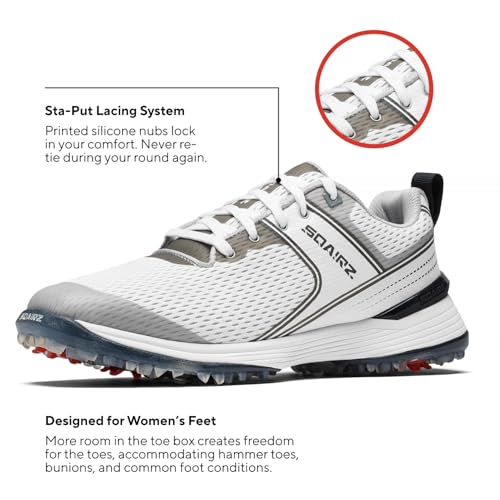 SQAIRZ Freedom Mesh Women's Athletic Golf Shoes, Golf Shoes, Designed for Balance & Performance, Replaceable Spikes, Breathable with Spikes3