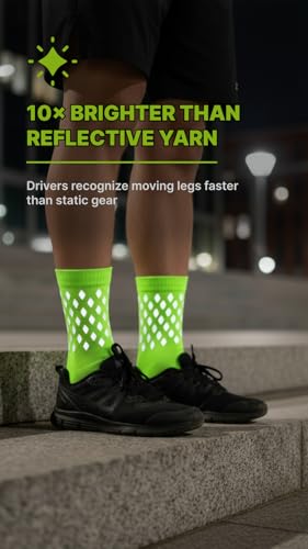 Image of ReflecToes Reflective Socks for cycling and running - 330 Candle Power High Visibility Night Safety Gear - Biomotion Support