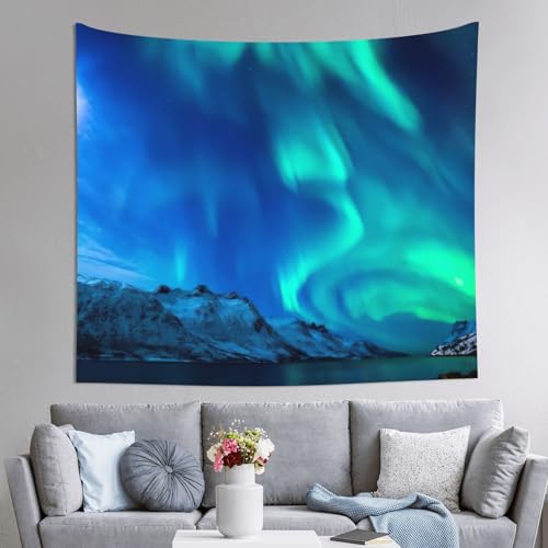 Tapisserie imprimee Northern Lights JEJEA drap mural deco pour grand mur de chambre