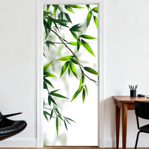 Image of Nuxovilar Bamboo Door Stickers Peel Stick PVC 30.3x78.7 Inches Cover
