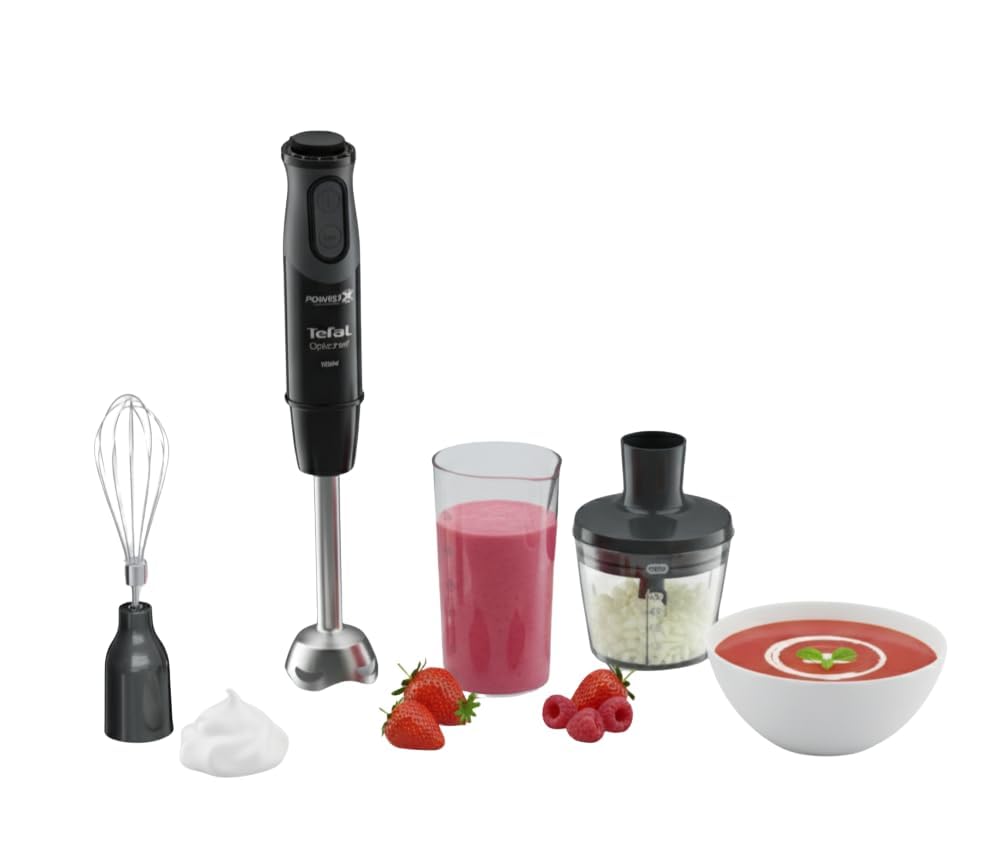 Tefal Optichef 3-in-1 Hand Blender, 1000W, 20 Speeds and Pulse, Black