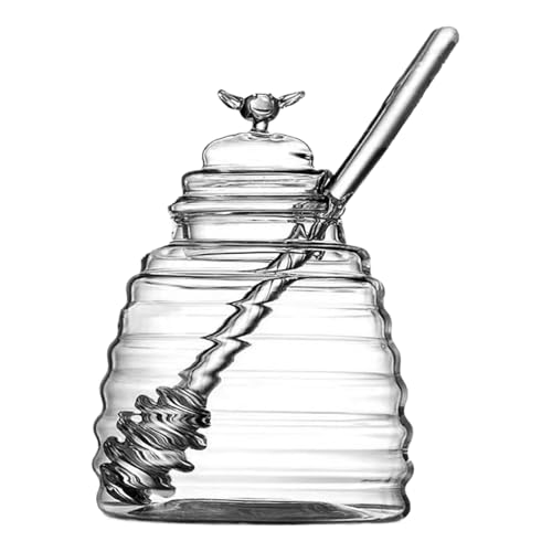 Gacqpli Pot À Miel En Verre Transparent De 500 Ml Pot À Miel Avec Cuillère Et Couvercle, Pour Conserver, Les Vinaigrettes, Les Sauces Et Le Sirop
